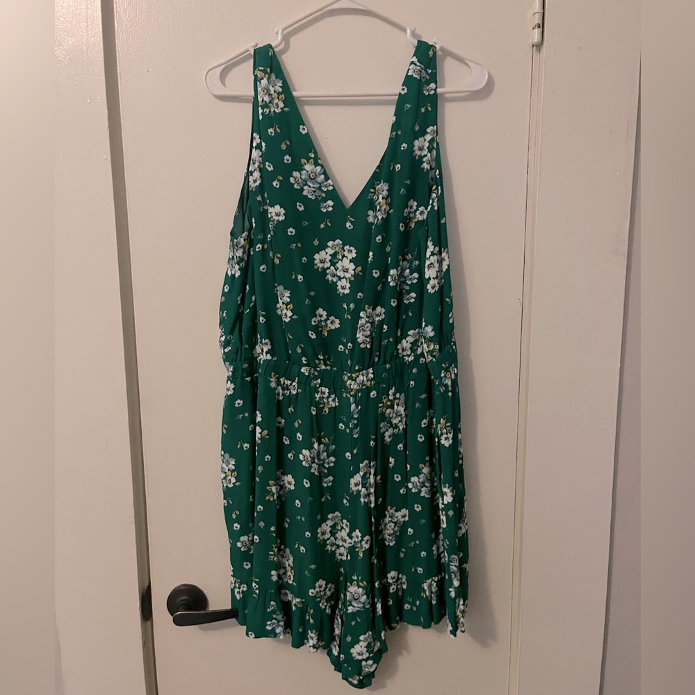 Green floral romper